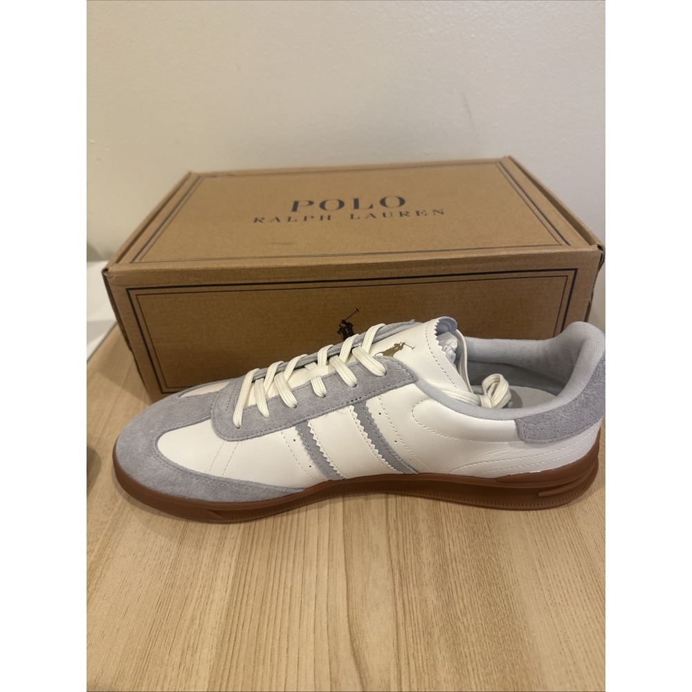 Polo‎ Ralph Lauren Heritage Aera Leather Suede Sneaker Men's 13 White Gum New